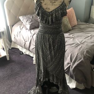 EXPRESS High-Low Black & White Ruffled Dress